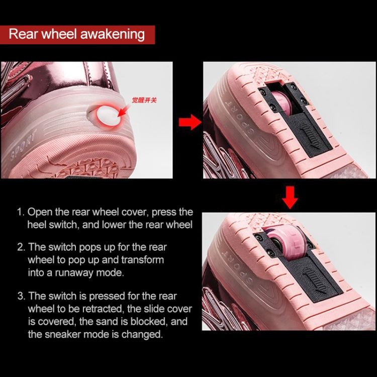 CD03 LED Double Wheel Wing Roller Skating Shoes, Size : 40, Size : 40 (Black), Size : 40 (Pink), Size : 40 (Gold), 40 (Silver)