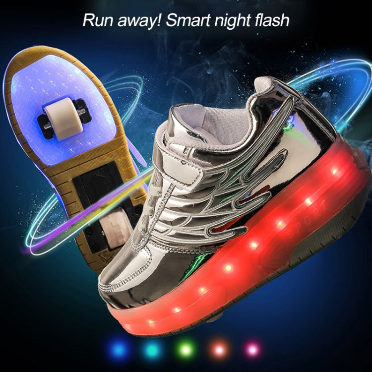 CD03 LED Double Wheel Wing Roller Skating Shoes, Size : 40, Size : 40 (Black), Size : 40 (Pink), Size : 40 (Gold), 40 (Silver)