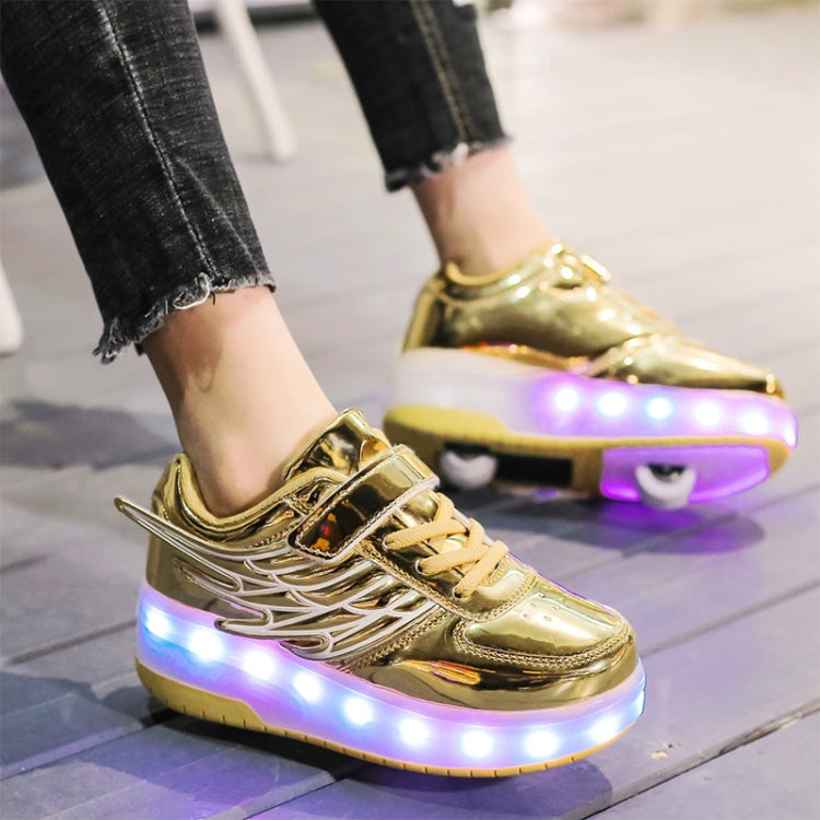 CD03 LED Double Wheel Wing Roller Skating Shoes, Size : 40, Size : 40 (Black), Size : 40 (Pink), Size : 40 (Gold), 40 (Silver)