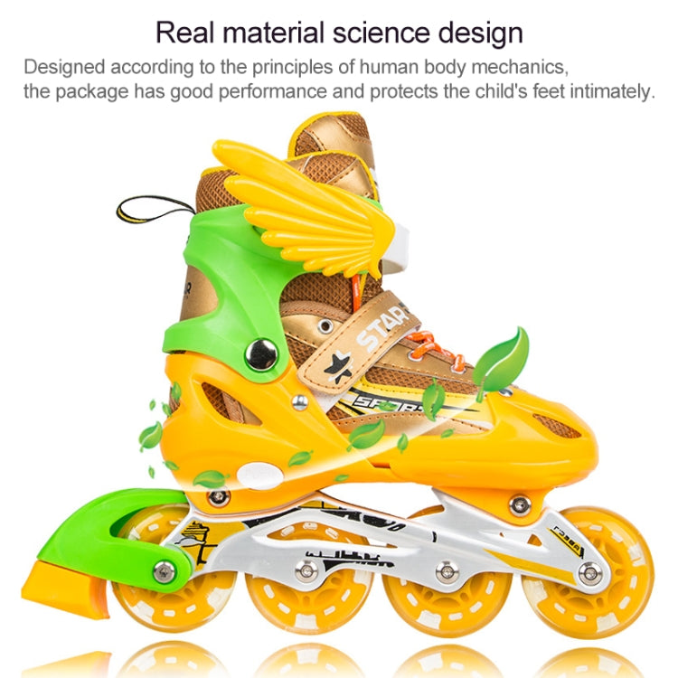 Adjustable Children Full Flash Single Four-wheel Roller Skates Skating Shoes Set, Size : S, Size : S (Pink), Size : S (Gold), Size : S (Blue), Size : S (Red)