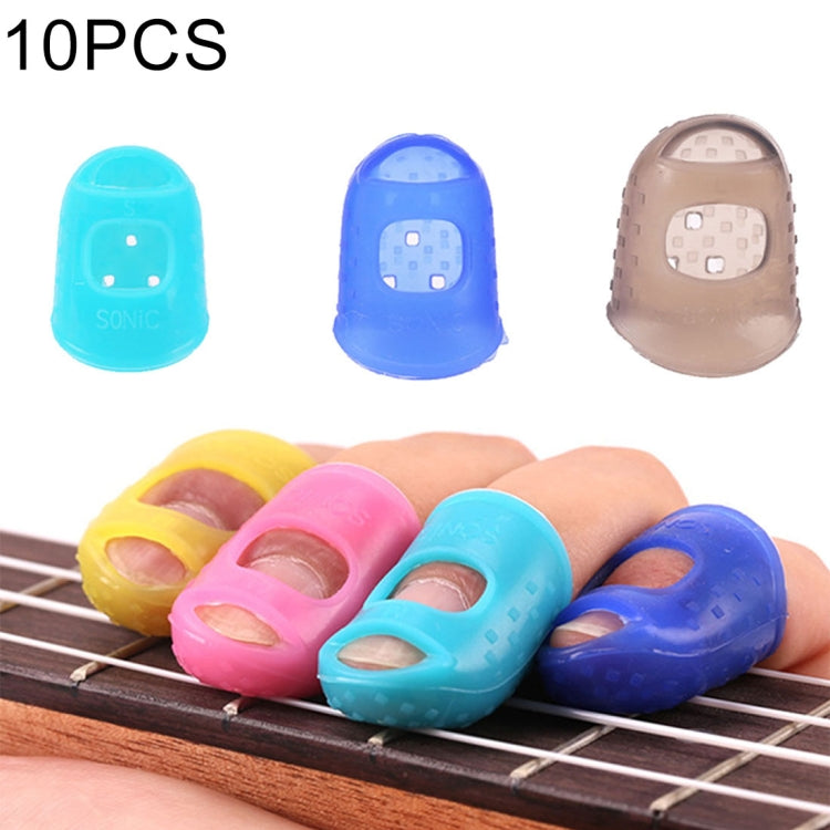 10 PCS Guitar Ukulele Stringed Instrument Finger Protector Anti-pain Finger Cap in Random Color Delivery(Size: L), Size: L