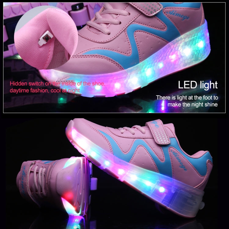 786 LED Light Ultra Light Rechargeable Double Wheel Roller Skating Shoes Sport Shoes, Size : 31, Size : 31
