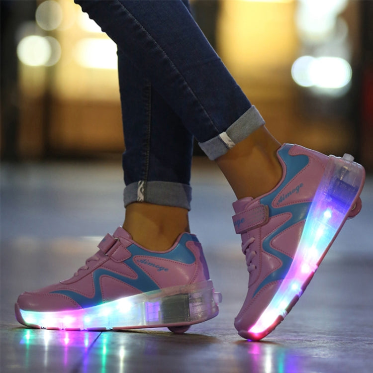 786 LED Light Ultra Light Rechargeable Double Wheel Roller Skating Shoes Sport Shoes, Size : 31, Size : 31