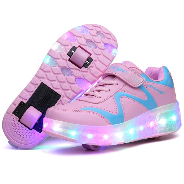 786 LED Light Ultra Light Rechargeable Double Wheel Roller Skating Shoes Sport Shoes, Size : 31, Size : 31
