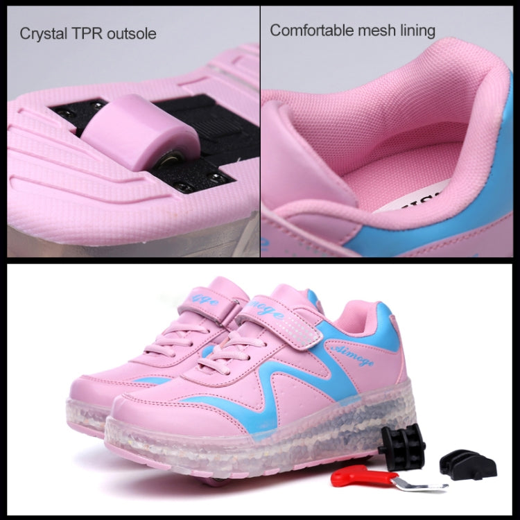 786 LED Light Ultra Light Rechargeable Double Wheel Roller Skating Shoes Sport Shoes, Size : 32, Size : 32