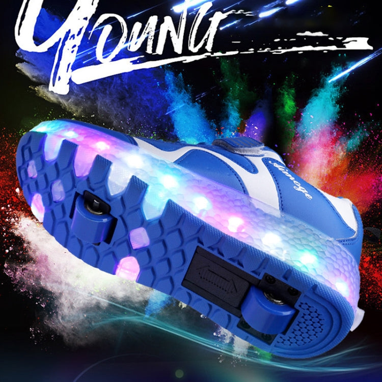 786 LED Light Ultra Light Rechargeable Double Wheel Roller Skating Shoes Sport Shoes, Size : 34, Size : 34