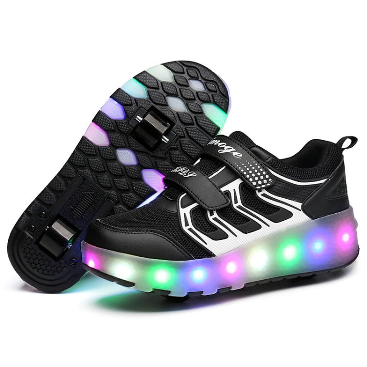 WS01 LED Light Ultra Light Mesh Surface Rechargeable Double Wheel Roller Skating Shoes Sport Shoes, Size : 33, Size : 33