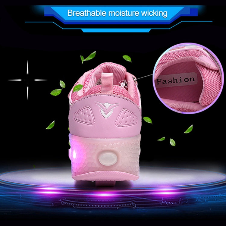 WS01 LED Light Ultra Light Mesh Surface Rechargeable Double Wheel Roller Skating Shoes Sport Shoes, Size : 37, Size : 37