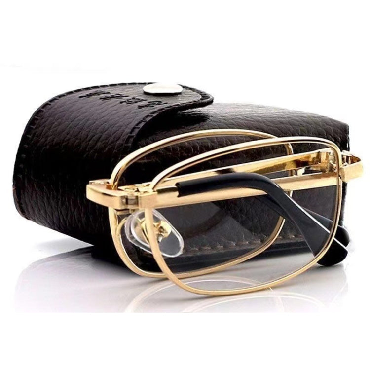 Folding Anti Blue-ray Presbyopic Reading Glasses with Case & Cleaning Cloth, +1.50D, +1.50D