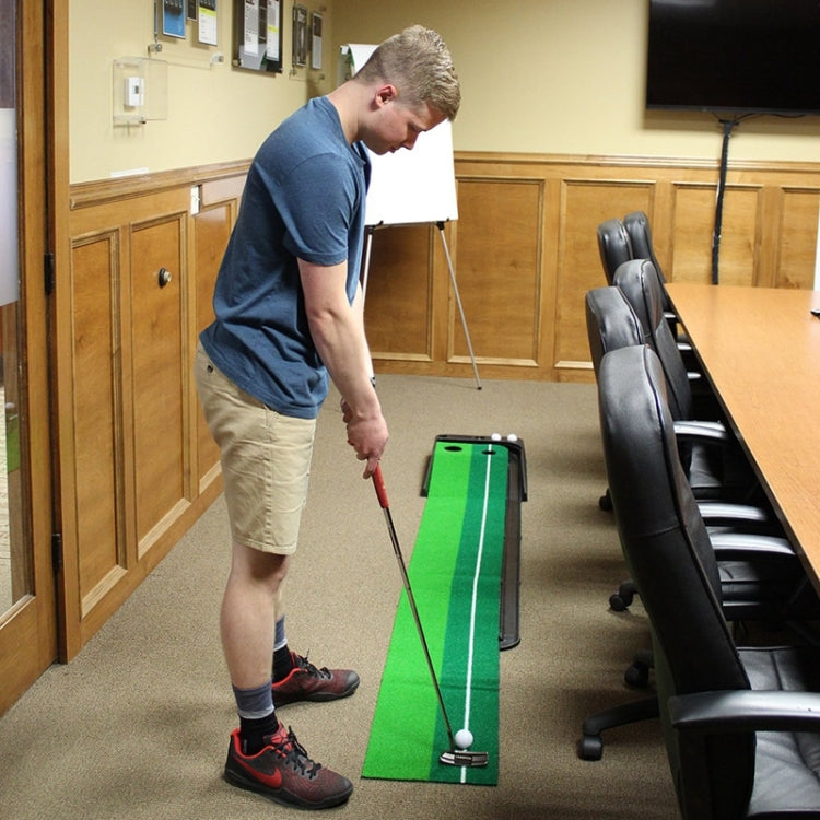 PGM Golf Mini Putting Mat Push Rod Trainer 2.5m, with Auto Ball Return Fairway, 2.5m, with Auto Ball Return Fairway