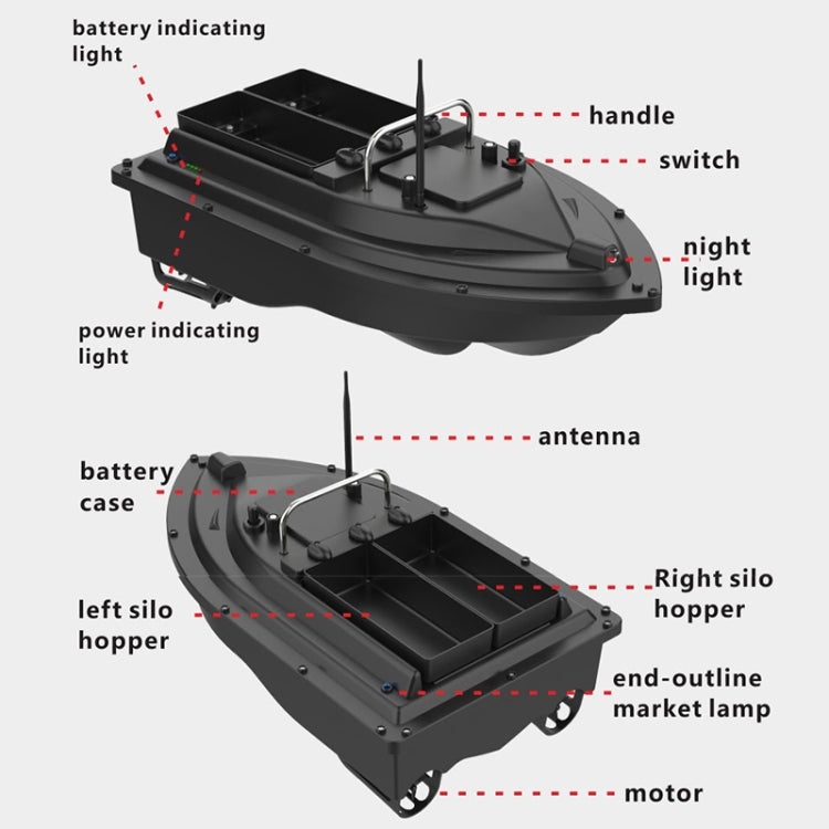 D16C Outdoor Remote Control Double Motors Bait Fishing Boat, US Plug, D16C (US Plug)