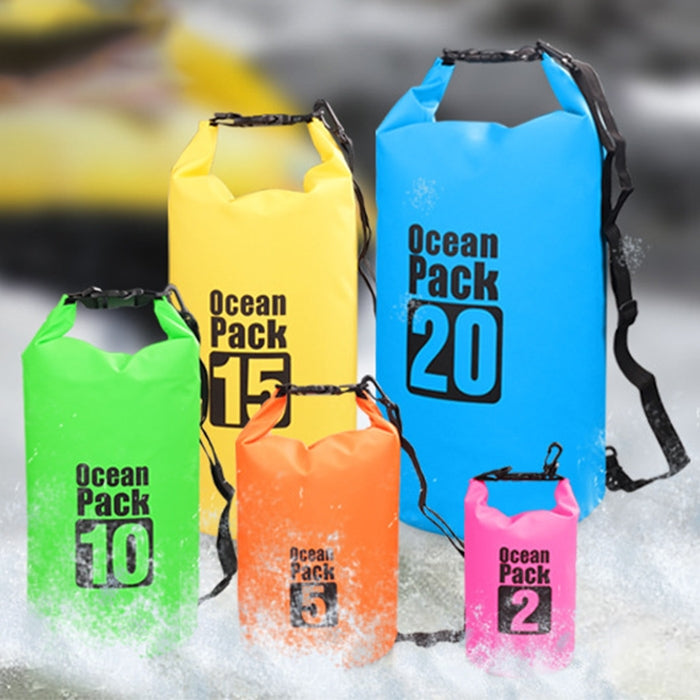 Outdoor Waterproof Double Shoulder Bag Dry Sack PVC Barrel Bag, Capacity: 20L, Capacity: 20L (Yellow), Capacity: 20L (Black), Capacity: 20L (Dark Blue), Capacity: 20L (Orange), Capacity: 20L (Pink), Capacity: 20L (Green), Capacity: 20L (Sky Blue)