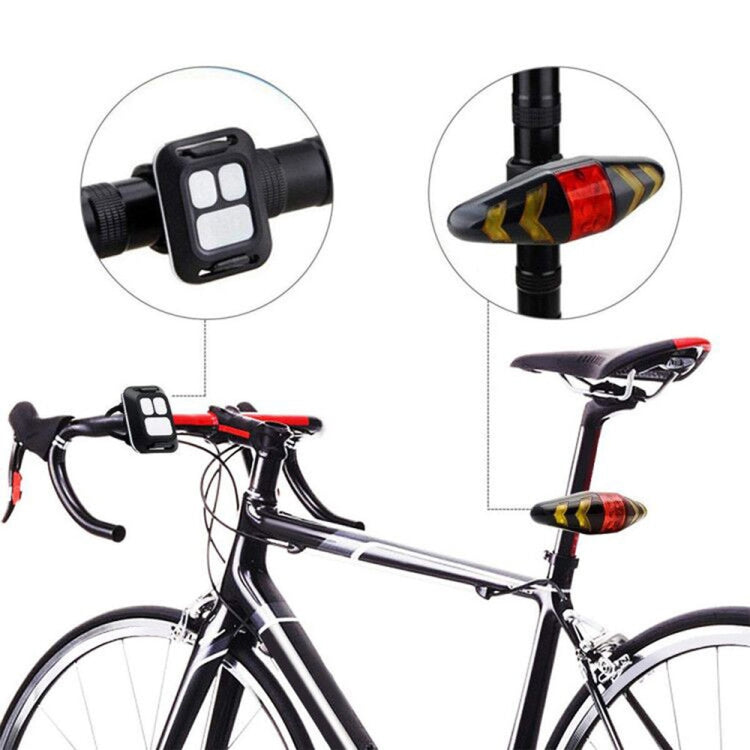 Bicycle Tail Light Intelligent Wireless Remote Control Turn Signal Warning Light, USB Rechargeable