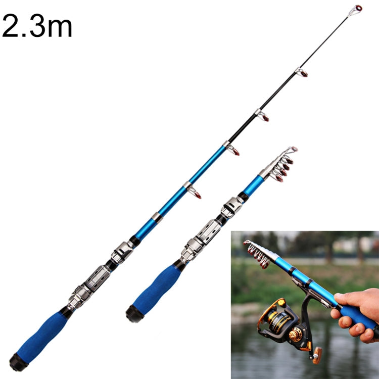 37cm Portable Telescopic Sea Fishing Rod Mini Fishing Pole, Extended Length : 2.3m, 2.3m