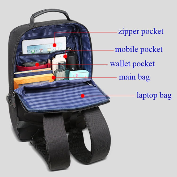 Bopai 851-009911 Business Anti-theft Waterproof Large Capacity Double Shoulder Bag,with USB Charging Port, Size: 30.5x13x45cm, 851-009911