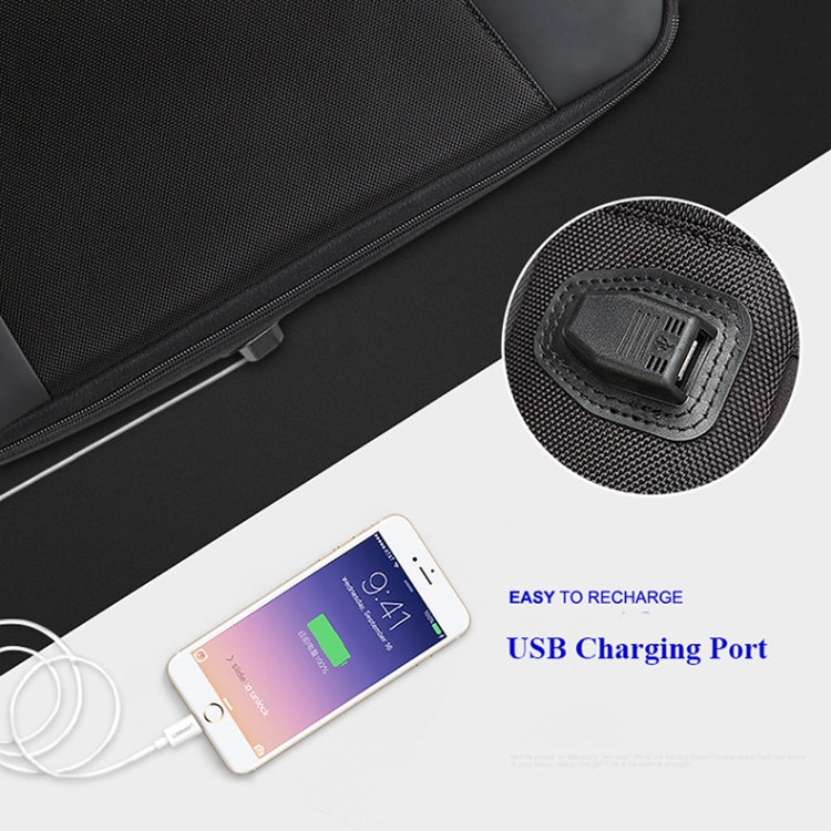 Bopai 851-009911 Business Anti-theft Waterproof Large Capacity Double Shoulder Bag,with USB Charging Port, Size: 30.5x13x45cm, 851-009911