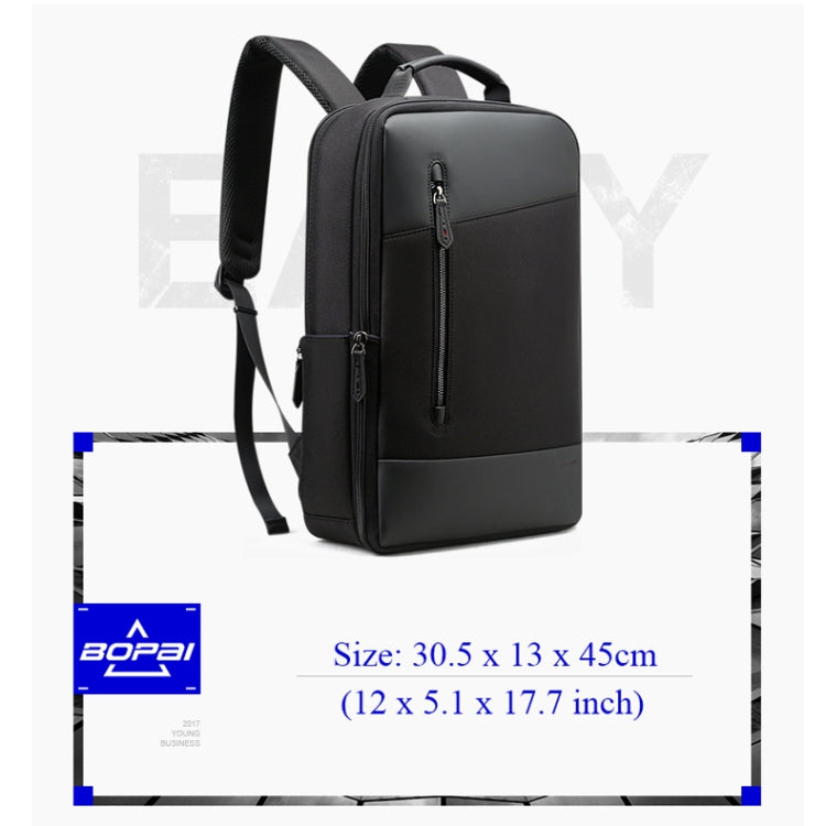 Bopai 851-009911 Business Anti-theft Waterproof Large Capacity Double Shoulder Bag,with USB Charging Port, Size: 30.5x13x45cm, 851-009911