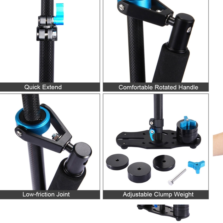 PULUZ 38.5-61cm Carbon Fibre Handheld Stabilizer for DSLR & DV Digital Video & Cameras, Load Range: 0.5-3kg, P60T Blue, P60T Red