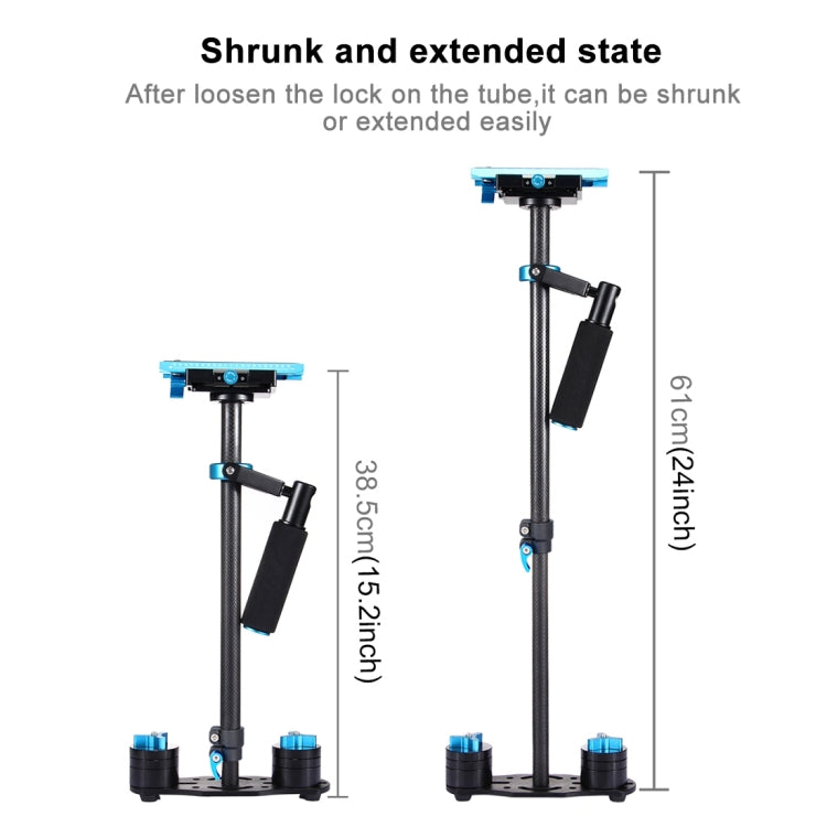 PULUZ 38.5-61cm Carbon Fibre Handheld Stabilizer for DSLR & DV Digital Video & Cameras, Load Range: 0.5-3kg, P60T Blue, P60T Red