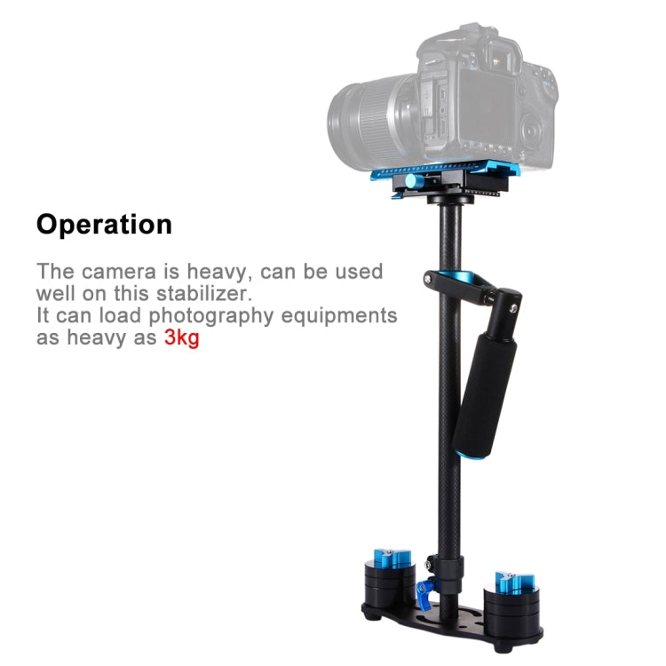 PULUZ 38.5-61cm Carbon Fibre Handheld Stabilizer for DSLR & DV Digital Video & Cameras, Load Range: 0.5-3kg, P60T Blue, P60T Red