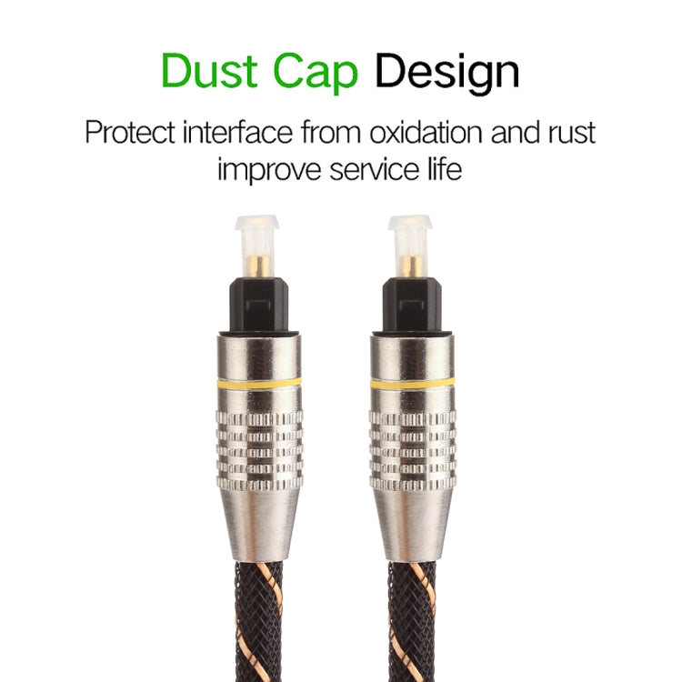 10m OD6.0mm Gold Plated Metal Head Woven Net Line Toslink Male to Male Digital Optical Audio Cable, Length: 10m