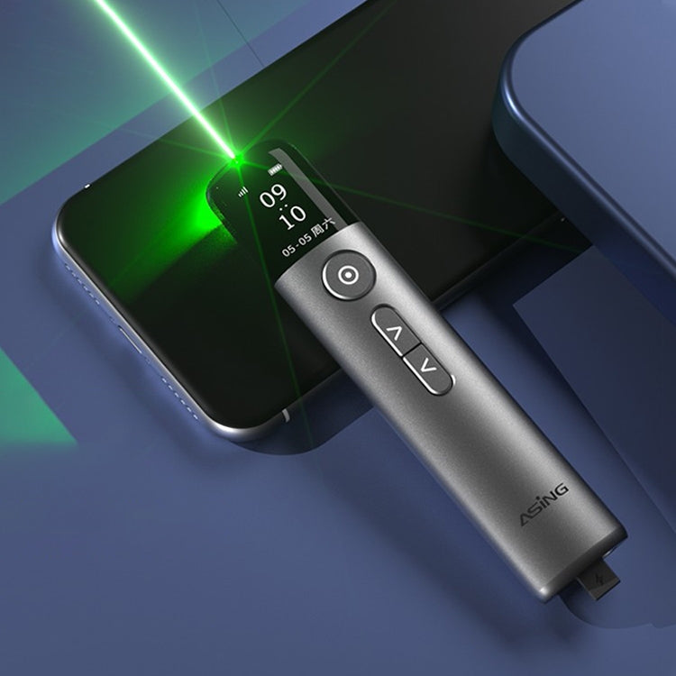 32GB Green Light Multifunctional PPT Touch Laser Page Turning Pen Wireless Presenter, A9 Pro 32GB Green Light(Grey)