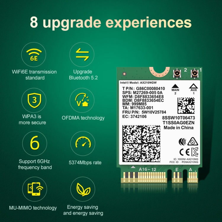 COMFAST AX210 vPro-M 5374Mbps Bluetooth 5.2 Tri-band Wireless Network Card, AX210