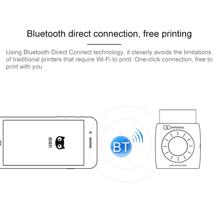 PAPERANG P2 Portable Bluetooth Printer Thermal Photo Phone Wireless Connection Printer, P2 White