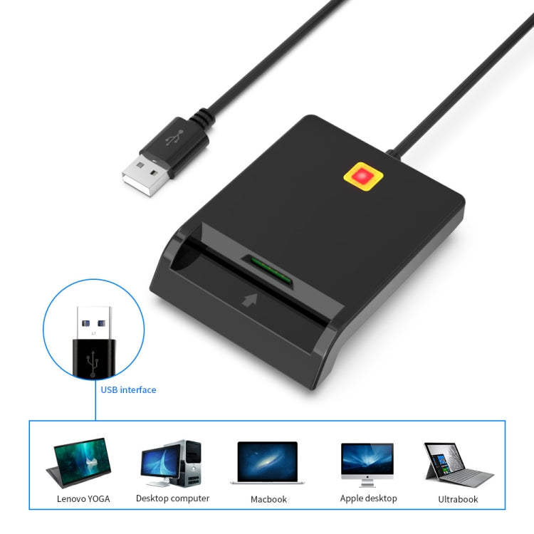 Rcoketek CR301 Smart CAC Card Reader USB 2.0 Bank Card SIM Card Tax Reader, USB
