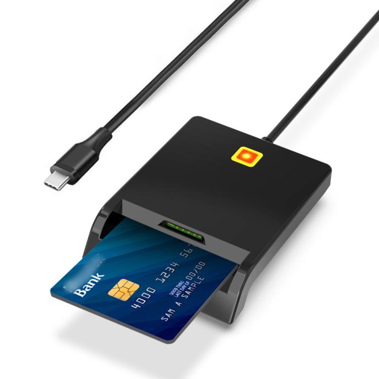 Rcoketek CR301 Type-C Plug Smart CAC Card Reader USB 2.0 Bank Card SIM Card Tax Reader, Type-C