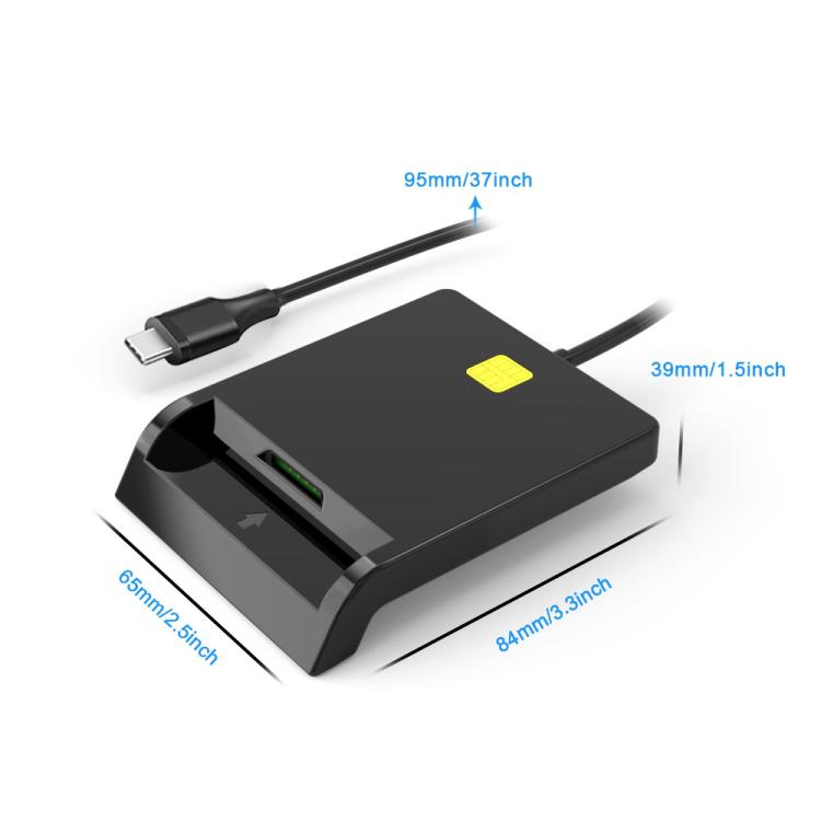Rcoketek CR301 Type-C Plug Smart CAC Card Reader USB 2.0 Bank Card SIM Card Tax Reader, Type-C
