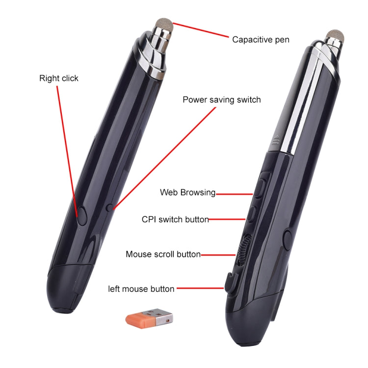 PR-08 6-keys Smart Wireless Optical Mouse with Stylus Pen & Laser Function, Laser Function Blue, Laser Function Red, Laser Function White, Laser Function Black, Laser Function Grey