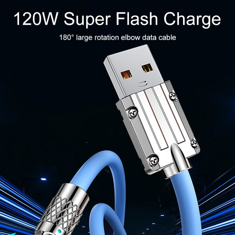 Mech Series 6A 120W USB to Type-C 180-degree Metal Plug Fast Charging Cable, Length: 1.8m, 1.8m 180-degree Type-C