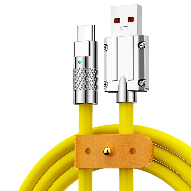 Mech Series 6A 120W USB to USB-C / Type-C Metal Plug Silicone Fast Charging Data Cable, Length: 1.8m, 1.8m Type-C