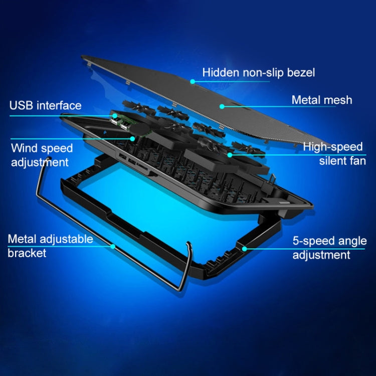 ICE COOREL Notebook Computer Base Silent Six-fan Cooling Holder Heat Sink, Style: Ordinary, Style: Ordinary