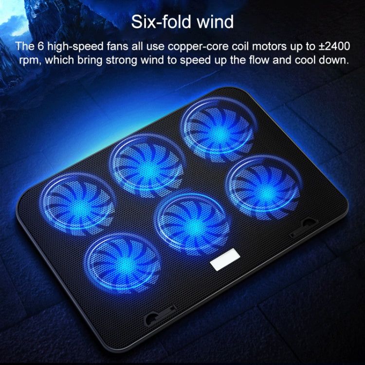 ICE COOREL Notebook Computer Base Silent Six-fan Cooling Holder Heat Sink, Style: Ordinary, Style: Ordinary