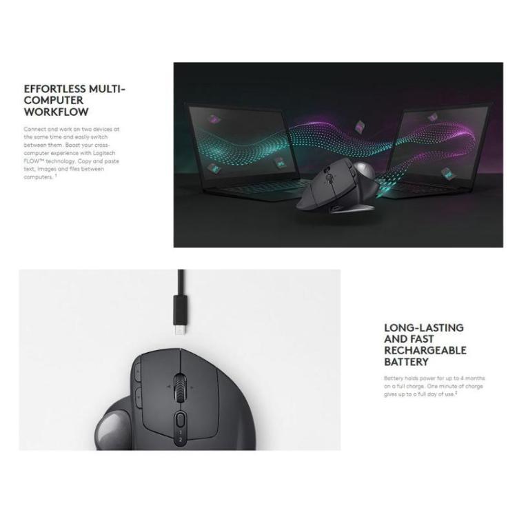Logitech MX ERGO S 440DPI Bluetooth + Unifying Dual-mode Wireless Trackball Optical Mouse, MX ERGO S