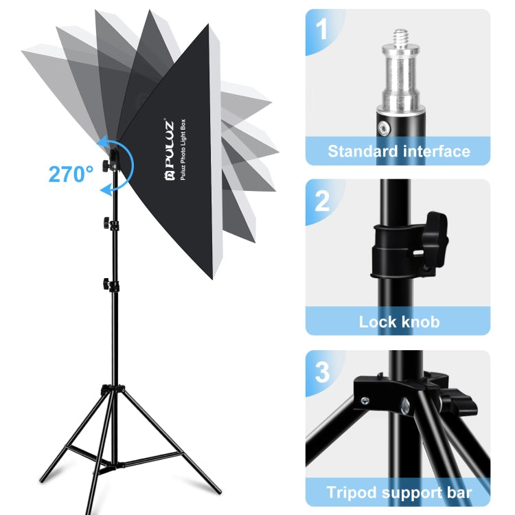PULUZ Softbox Lighting Kit 2 PCS 50x70cm Professional Photo Studio Photography Light Equipment with 2 x 220V E27 Socket Bulb Photography Lighting Kit, 2 PCS Single Bulb EU Plug, 2 PCS Single Bulb US Plug