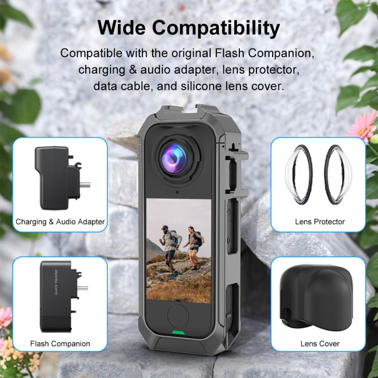 For Insta360 X4 Air PULUZ Metal Protective Cage Rig Housing Frame with Expand Cold Shoe Base, For Insta360 X4 Air