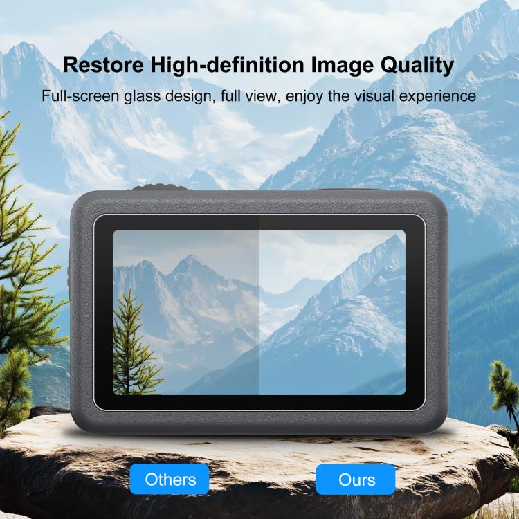 For DJI Osmo Action 6 / 6 Pro PULUZ Lens + Front and Back Screen Tempered Glass Film, Tempered Glass Film