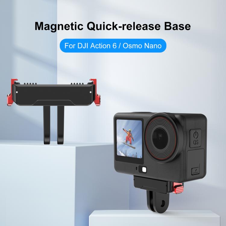 For DJI Osmo Action 6 / Nano PULUZ Two Claw Plastic Magnetic Quick Release Base Mount, Two Claw Quick-Release Base