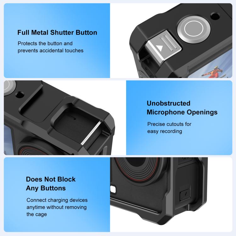 For DJI Osmo Action 6 PULUZ Metal Cage Frame with Cold Shoe, Metal Cage