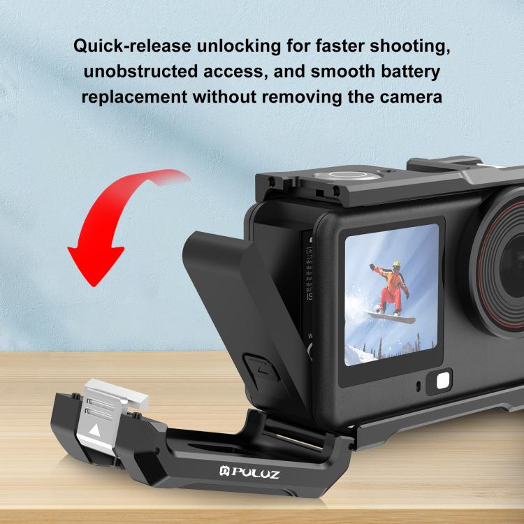 For DJI Osmo Action 6 PULUZ Metal Cage Frame with Cold Shoe, Metal Cage