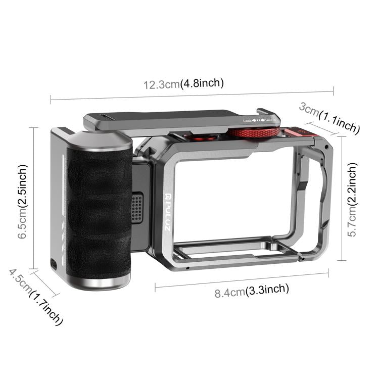 For DJI Osmo Action 6 PULUZ Metal Camera Cage Expansion Adapter with Handle Grip, For DJI Osmo Action 6