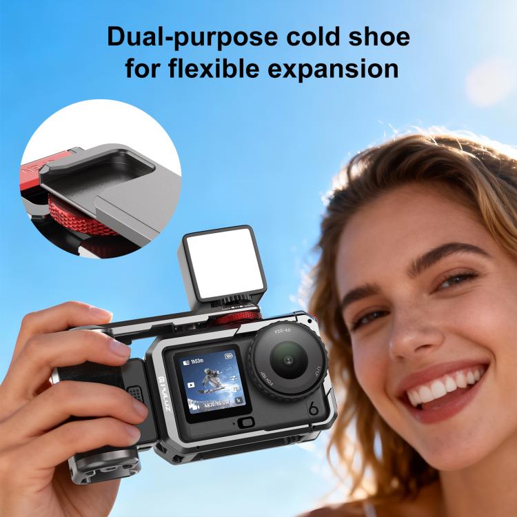 For DJI Osmo Action 6 PULUZ Metal Camera Cage Expansion Adapter with Handle Grip, For DJI Osmo Action 6