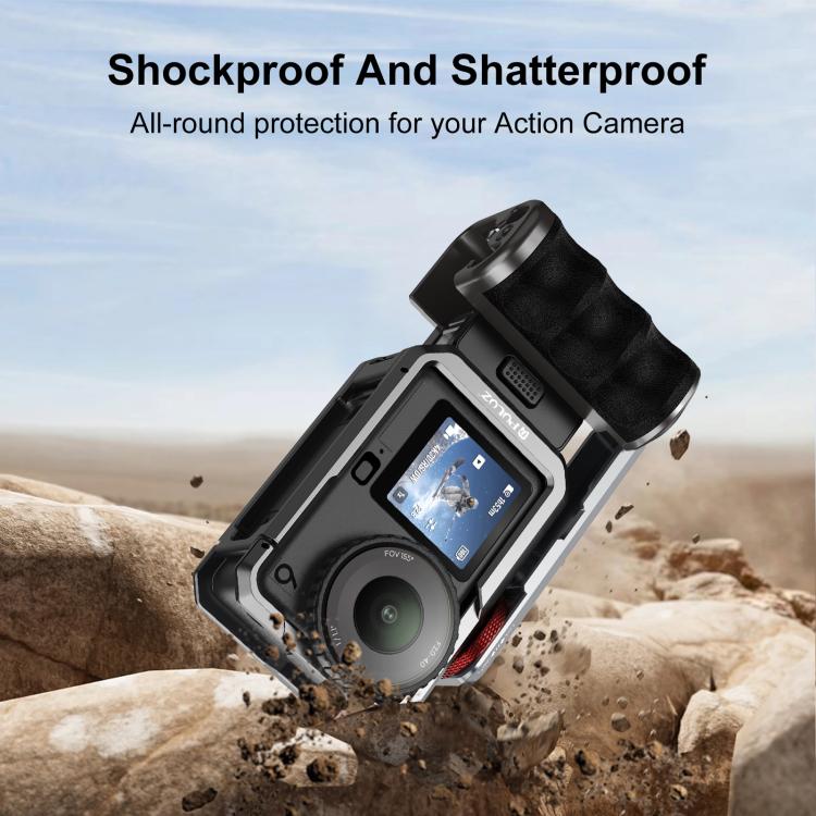 For DJI Osmo Action 6 PULUZ Metal Camera Cage Expansion Adapter with Handle Grip, For DJI Osmo Action 6