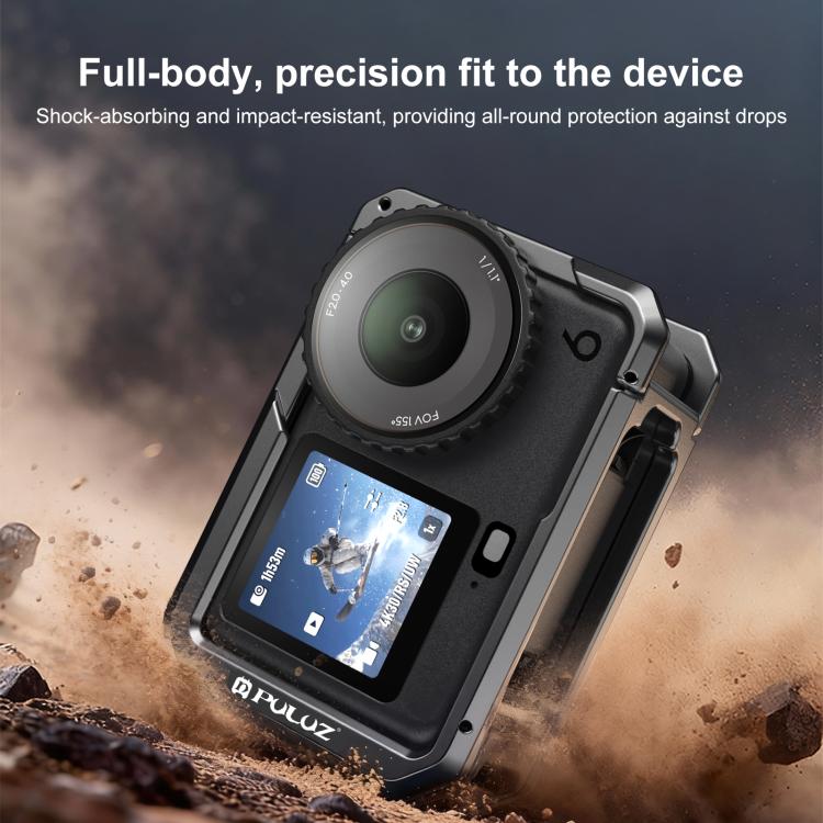 For DJI Osmo Action 6 PULUZ Metal Dual-Opening Camera Cage Expandable Frame with Silicone Lens Cap, Dual-Opening Cage