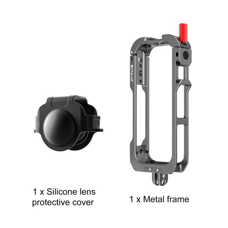 For Insta360 X4 Air PULUZ Metal Protective Cage Expansion Frame with Cold Shoe Bases & Lens Cover, For Insta360 X4 Air Lens Cover