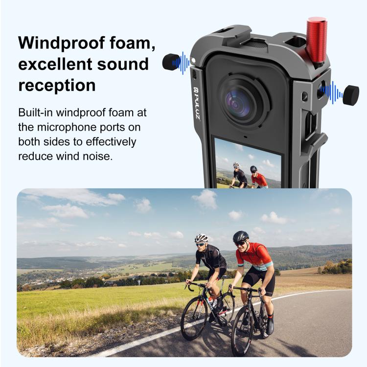 For Insta360 X4 Air PULUZ Metal Protective Cage Expansion Frame with Cold Shoe Bases & Lens Cover, For Insta360 X4 Air Lens Cover