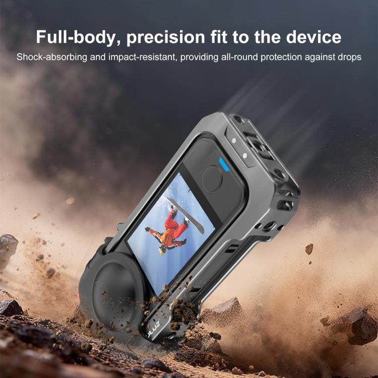 For Insta360 X4 Air PULUZ Metal Protective Cage Expansion Frame with Cold Shoe Bases & Lens Cover, For Insta360 X4 Air Lens Cover